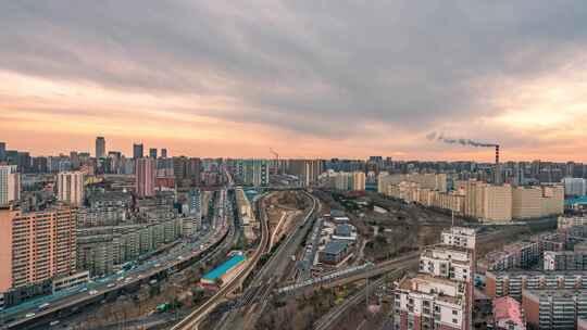 辽宁沈阳城市风景建筑延时摄影