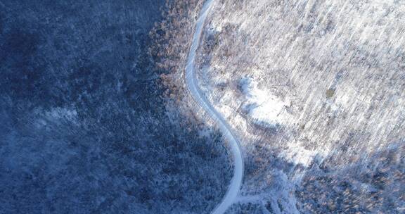 航拍大兴安岭冰雪雾凇