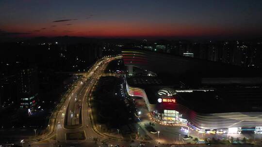 广州城市航拍晚霞日落风景