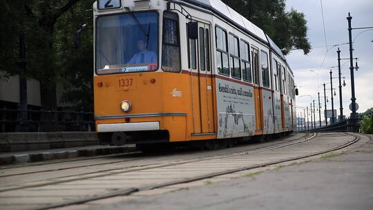 布达佩斯城有轨电车特写镜头