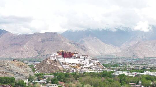 【精品】西藏拉萨布达拉宫天空美景航拍