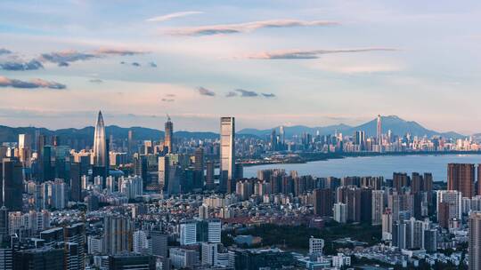 深圳南山后海建筑群日落夜景视频素材模板下载