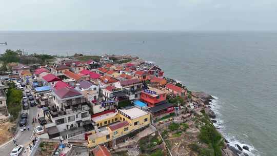 航拍连云港连岛风景区海岸线礁石海景房