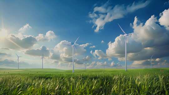 草原 风力发电 风车 新能源