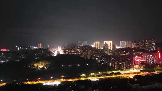 航拍四川自贡夜景自贡城市风光