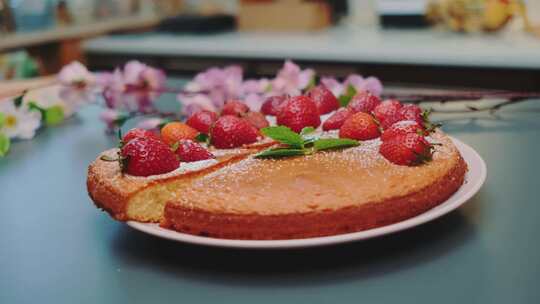 草莓，蛋糕，甜点，甜