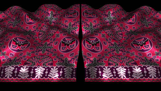 印度尼西亚民族丝绸图案布织物波浪阿尔法松视频素材模板下载