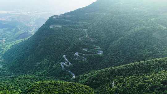 杭州王位山盘山公路航拍素材