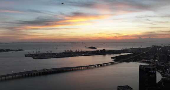 深圳西海岸大铲湾高空晚霞