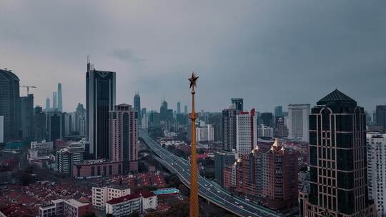 上海展览中心航拍
