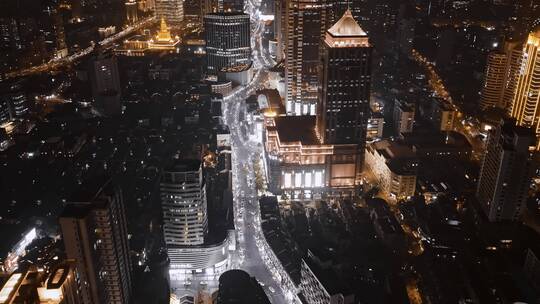 上海静安区夜景延时航拍视频素材模板下载