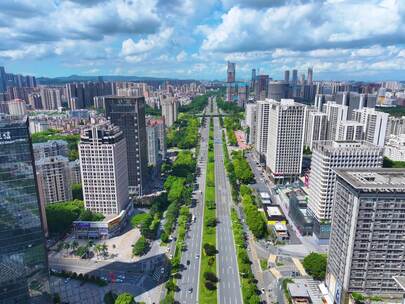 广东省东莞市东莞大道航拍延时车流城市风景