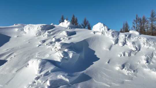 林海雪原输电线路雪堆狍子