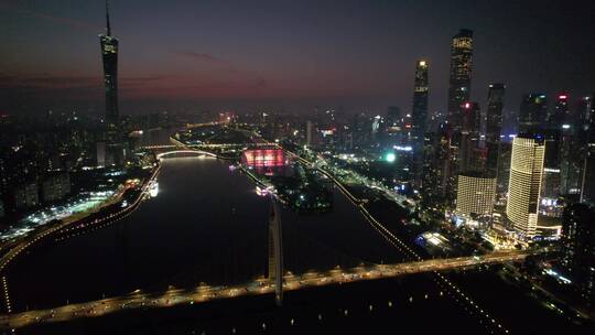 广州珠江新城猎德大桥二沙岛CBD夜景