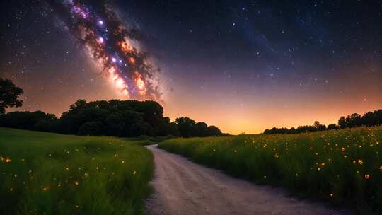 田野星空夜景