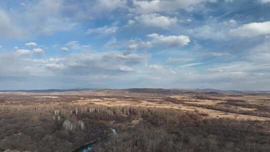 额尔古纳国家湿地公园早春风景