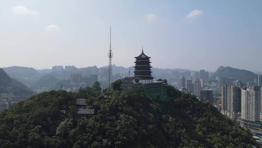 航拍贵阳东山寺东山电视塔视频素材模板下载