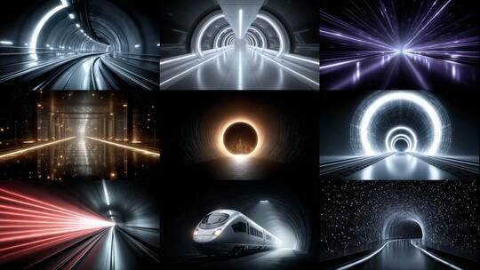 光影交错时空隧道穿梭无限未来高清在线视频素材下载