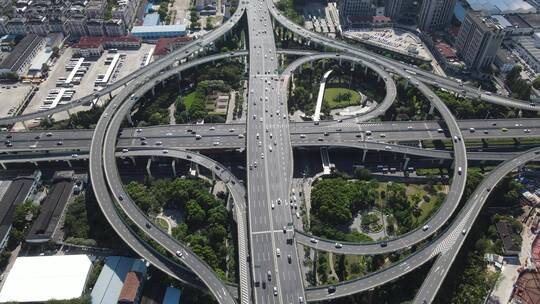 上海汶水路立交桥4K航拍原素材