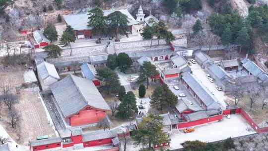 航拍山西忻州市唐代建筑佛光寺