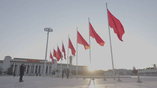 天安门红旗 北京天安门空镜