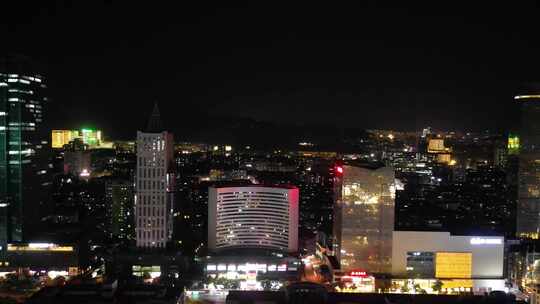 航拍山东济南老城区城市夜景