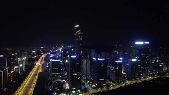 山东济南城市夜景交通航拍视频素材模板下载