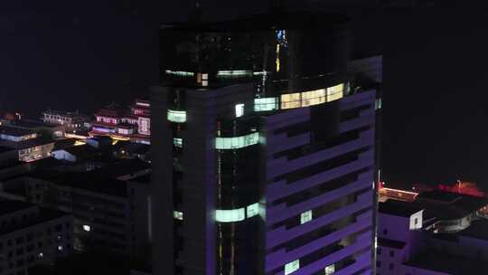 航拍辽宁丹东鸭绿江城市夜景