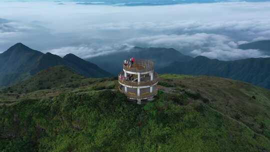 广东梅州航拍铜鼓峰粤东第一峰