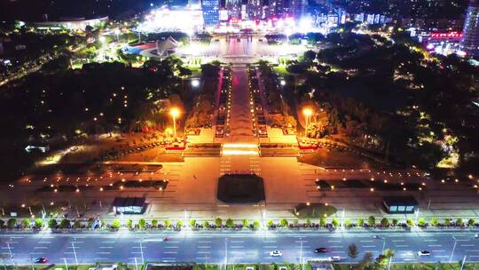 广州市增城广场城市夜景航拍