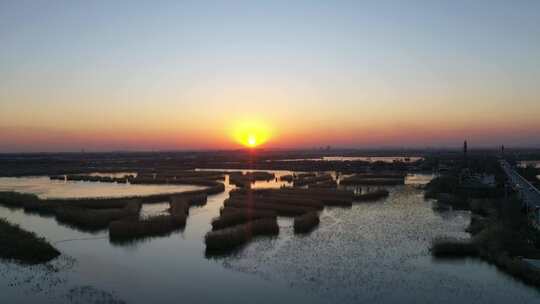 日落 日出 航拍 太阳 夕阳 落日