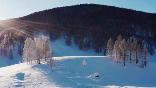 4K冬季新疆雪景公路航拍合集视频素材模板下载