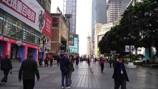 重庆街道行人步行街街景道路交通公路马路