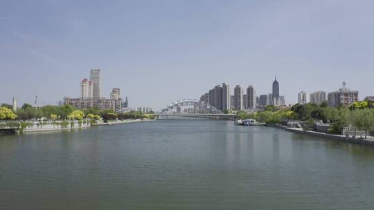 直沽桥航拍 天津海河航拍 天津河东区航拍视频素材模板下载