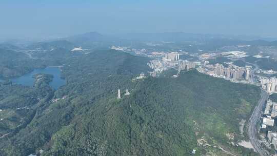 惠州挂榜阁航拍山峰寺庙森林风景红花湖景区