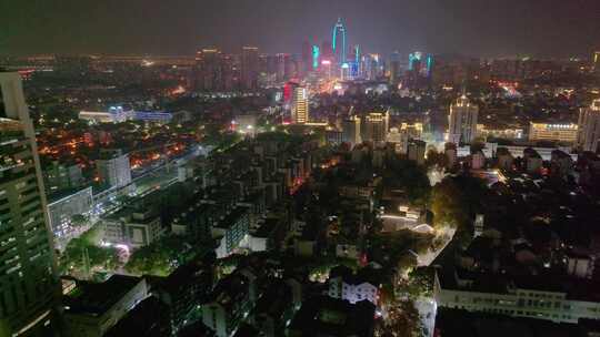 浙江绍兴越城区夜晚夜景街道街景航拍城市风