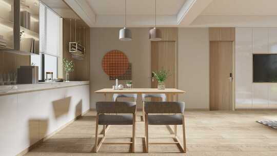 现代北欧风格家居室内餐厅漫游动画