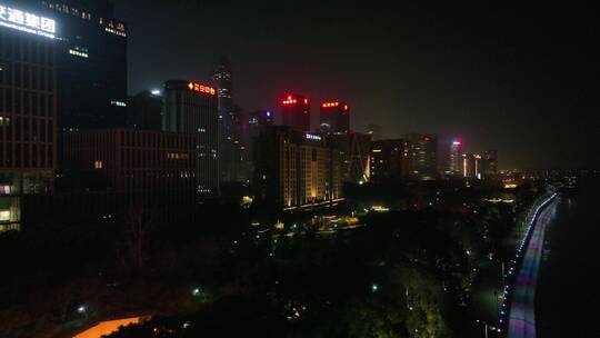 杭州钱江新城夜景航拍