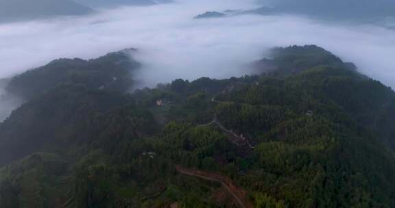 江南高山古村云海云雾航拍丽水松阳画家村