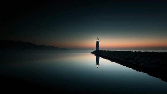 希望之光引航前路灯塔守护夜的静谧