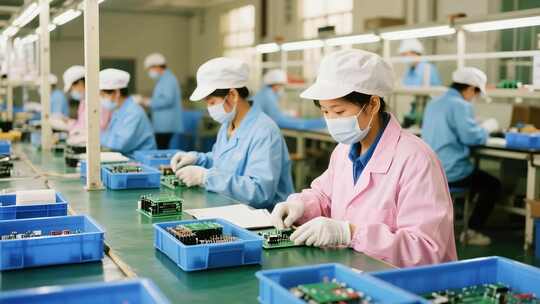 工厂工人生产线作业