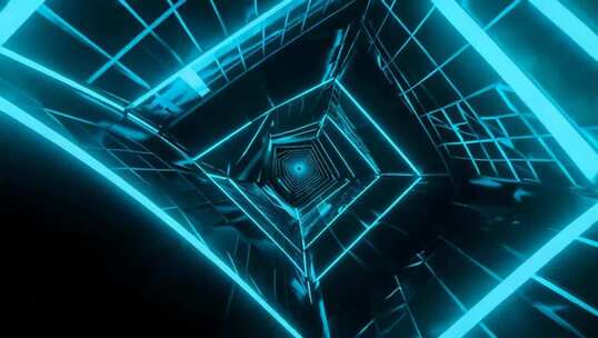 科技感蓝色光线隧道背景