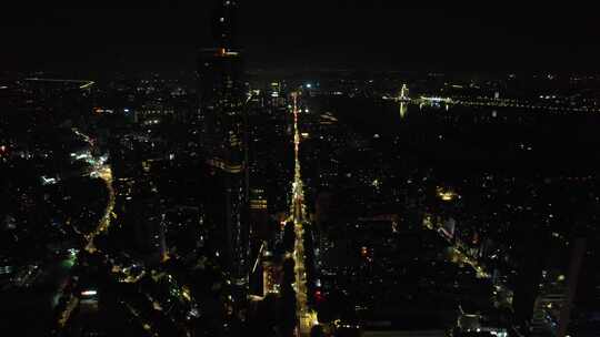 南京城市大景夜景灯光航拍