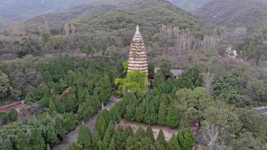 航拍嵩山嵩岳寺塔