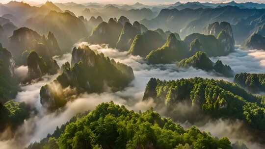 山峦云海日出风光