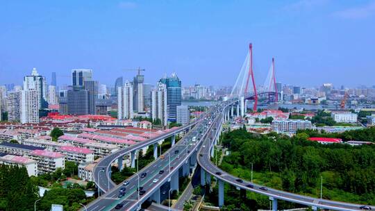杨浦大桥航拍风光视频素材模板下载