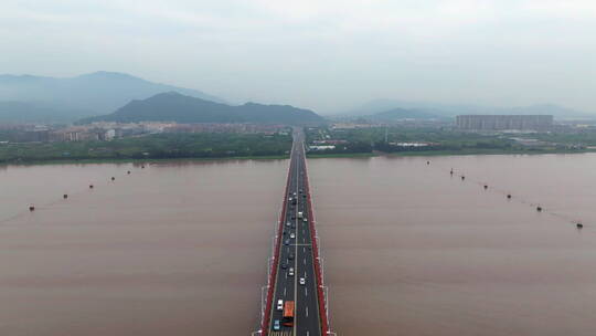 航拍台州椒江大桥往章安方向视频素材模板下载