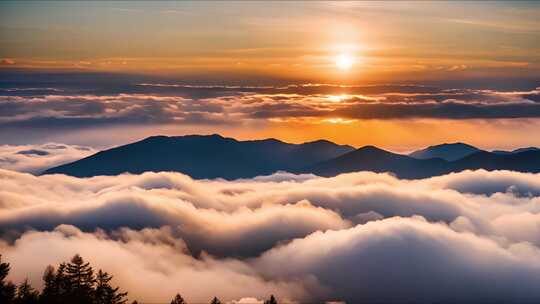 日出云海自然风光风景云雾大好河山