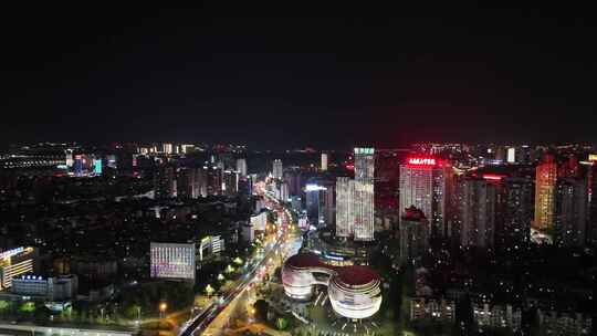 航拍四川泸州夜景泸州蜀泸大道夜景