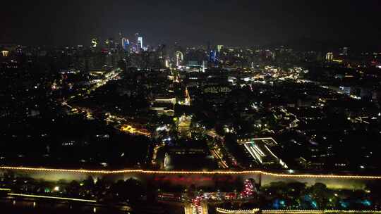 南京城市夜景灯光中华门老门东秦淮河视频素材模板下载